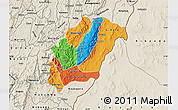 Political Map of Rutana, shaded relief outside