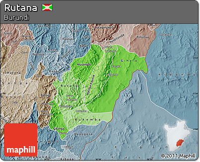 Political Shades Map of Rutana, semi-desaturated