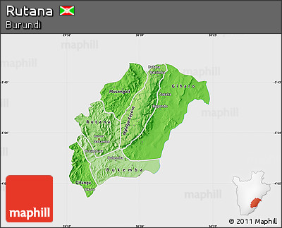 Political Shades Map of Rutana, single color outside