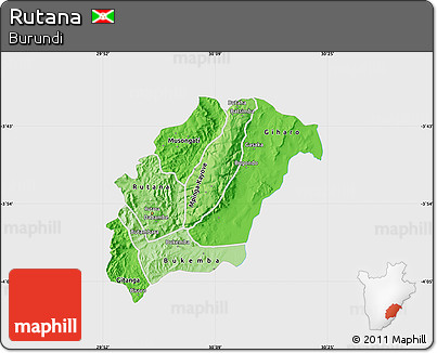 Political Shades Map of Rutana, single color outside