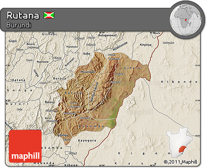 Satellite Map of Rutana, shaded relief outside