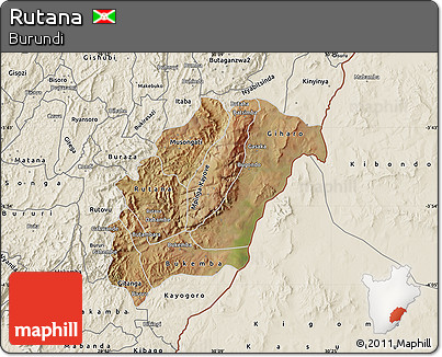 Satellite Map of Rutana, shaded relief outside
