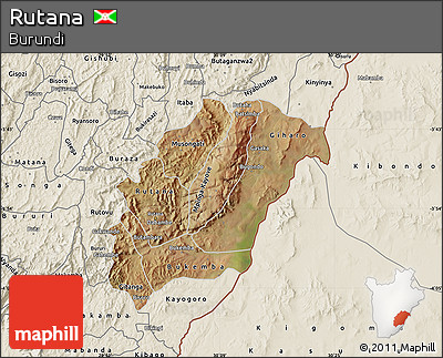 Satellite Map of Rutana, shaded relief outside