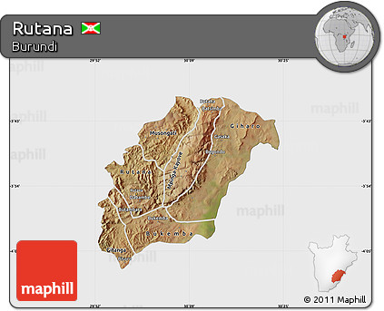 Satellite Map of Rutana, single color outside