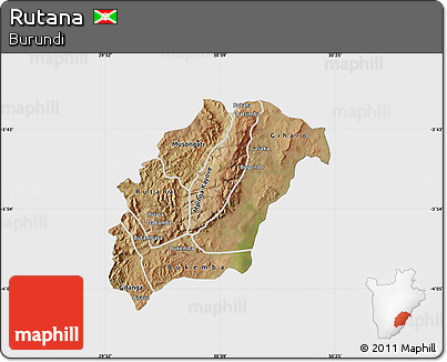 Satellite Map of Rutana, single color outside