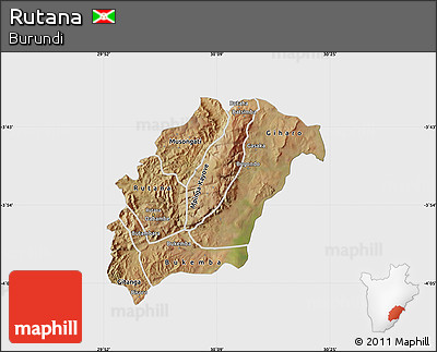 Satellite Map of Rutana, single color outside