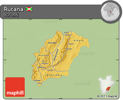 Savanna Style Map of Rutana, single color outside