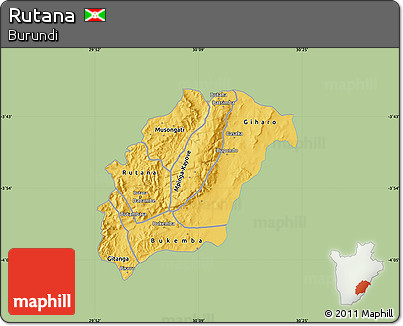 Savanna Style Map of Rutana, single color outside