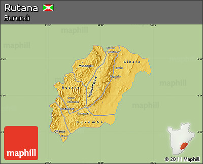 Savanna Style Map of Rutana, single color outside