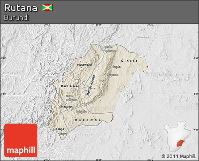 Shaded Relief Map of Rutana, lighten, desaturated