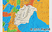 Shaded Relief Map of Rutana, political outside