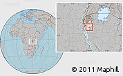 Gray Location Map of Musongati, highlighted country, hill shading