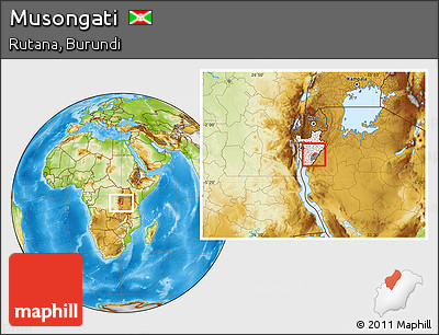 Physical Location Map of Musongati, highlighted country, highlighted parent region