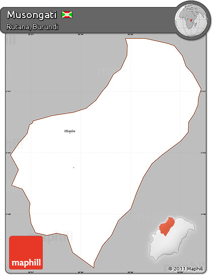 Gray Simple Map of Musongati, cropped outside
