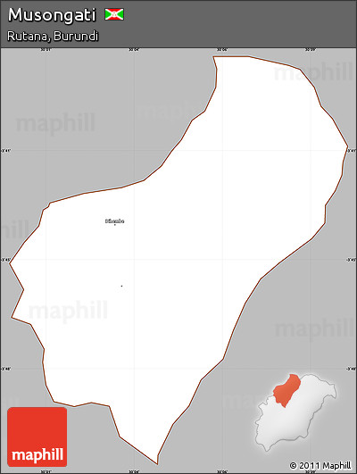 Gray Simple Map of Musongati, cropped outside