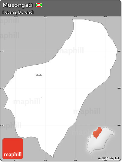 Gray Simple Map of Musongati, single color outside