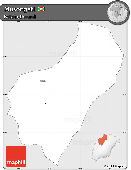 Silver Style Simple Map of Musongati, single color outside