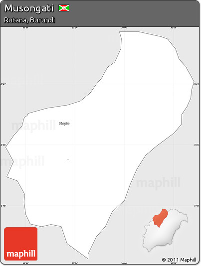 Silver Style Simple Map of Musongati, single color outside