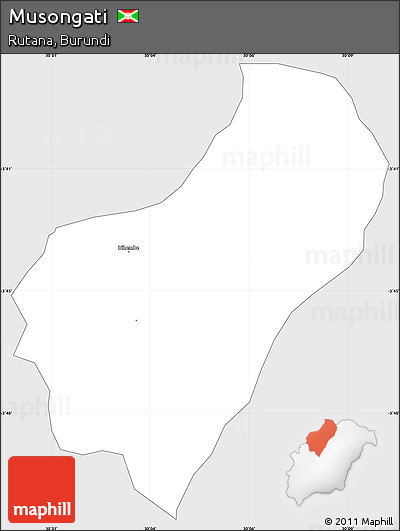 Silver Style Simple Map of Musongati, single color outside