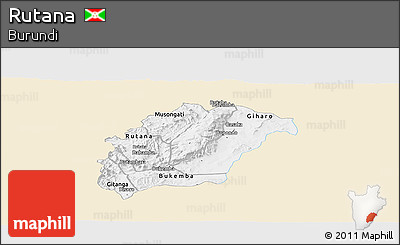 Classic Style Panoramic Map of Rutana, single color outside