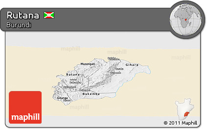 Classic Style Panoramic Map of Rutana, single color outside