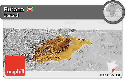 Physical Panoramic Map of Rutana, lighten, desaturated