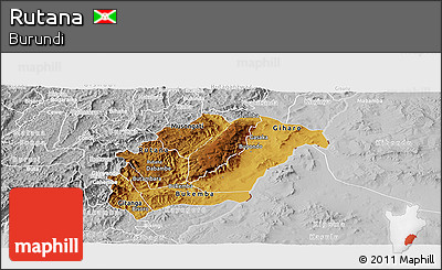Physical Panoramic Map of Rutana, lighten, desaturated