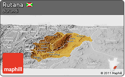 Physical Panoramic Map of Rutana, lighten, desaturated