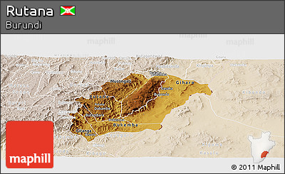 Physical Panoramic Map of Rutana, lighten