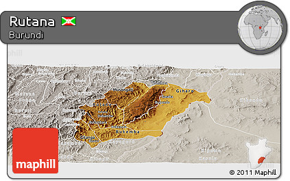 Physical Panoramic Map of Rutana, lighten, semi-desaturated