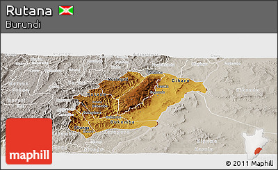 Physical Panoramic Map of Rutana, lighten, semi-desaturated