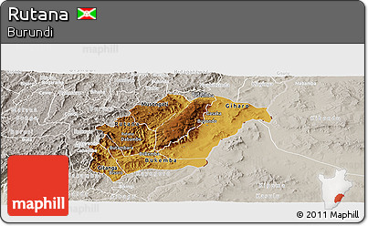 Physical Panoramic Map of Rutana, lighten, semi-desaturated