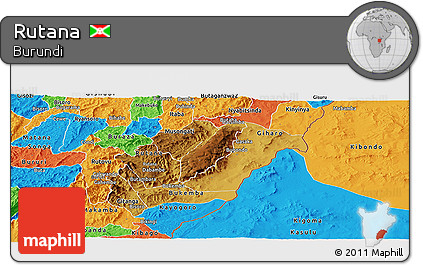 Physical Panoramic Map of Rutana, political outside