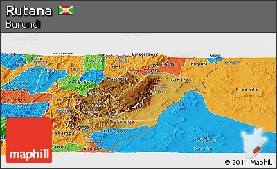Physical Panoramic Map of Rutana, political outside