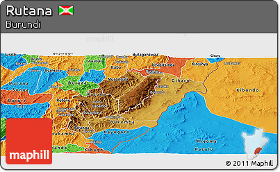 Physical Panoramic Map of Rutana, political outside