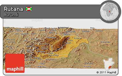 Physical Panoramic Map of Rutana, satellite outside