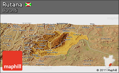 Physical Panoramic Map of Rutana, satellite outside