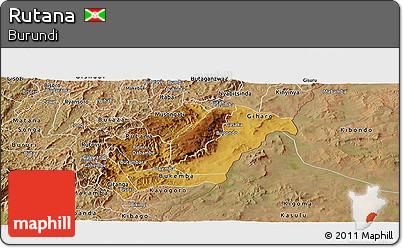 Physical Panoramic Map of Rutana, satellite outside