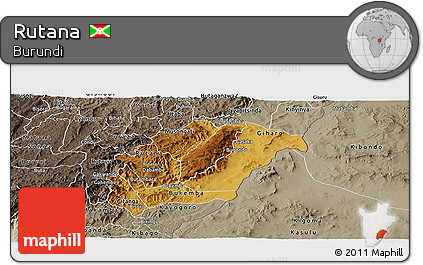 Physical Panoramic Map of Rutana, semi-desaturated