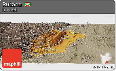 Physical Panoramic Map of Rutana, semi-desaturated