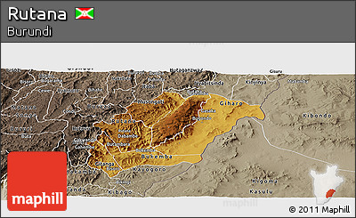 Physical Panoramic Map of Rutana, semi-desaturated