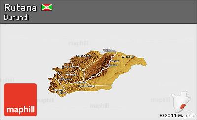 Physical Panoramic Map of Rutana, single color outside