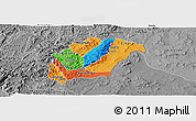 Political Panoramic Map of Rutana, desaturated