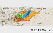 Political Panoramic Map of Rutana, shaded relief outside