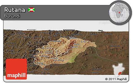 Satellite Panoramic Map of Rutana, darken