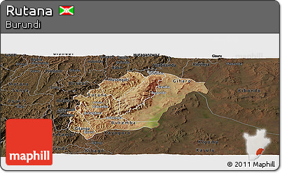 Satellite Panoramic Map of Rutana, darken
