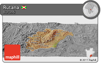 Satellite Panoramic Map of Rutana, desaturated