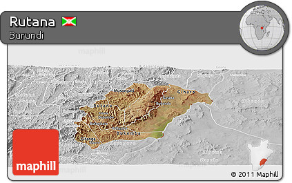 Satellite Panoramic Map of Rutana, lighten, desaturated