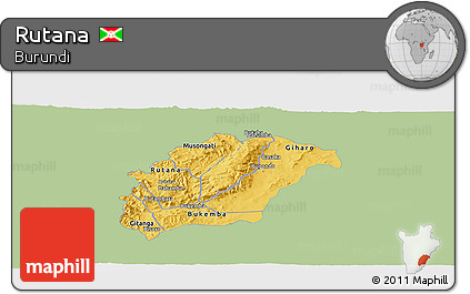 Savanna Style Panoramic Map of Rutana, single color outside