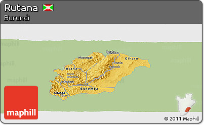 Savanna Style Panoramic Map of Rutana, single color outside